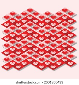 corazones rojos en arte vector cuadrado