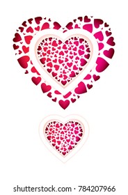 Red Hearts in Stencil float on top isolated on white background, happy valentine's day, Love iconic, Idea for art, card, gift, decoration, wallpaper, and background,Vector,EPS10