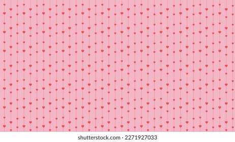 Red hearts with striped seamless pattern. Vector illustration