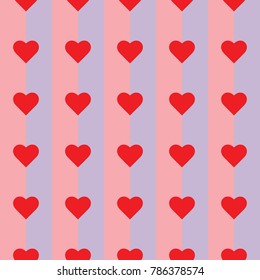 Red hearts and stripes seamless pattern vector