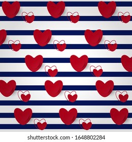 Los corazones rojos despojaron del fondo de la textura. Se puede utilizar para tarjeta, afiche, banner