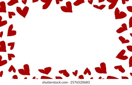 Red hearts template on border as picture frame illustration image