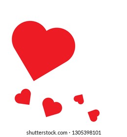 Red Hearts valentine concept.Isolated Hearts icon vector on white background.