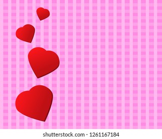 Red hearts, Valentine's day, on a pink background, vector
