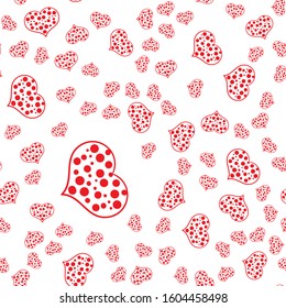 Red hearts Valentine's Day Wedding seamless pattern. Vector illustration. Endless texture.