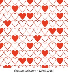 Red hearts vector background valentine day romance pattern wallpaper concept