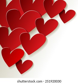 red hearts vector in corner