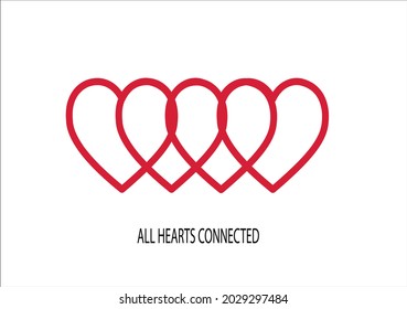 red hearts vector design hand draw