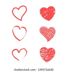 Red hearts. Vector icon of hearts. Vector on white background