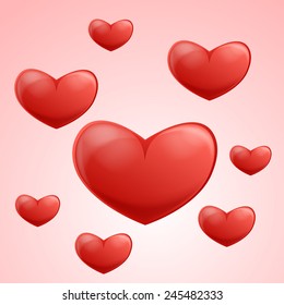 Red Hearts, Vector Illustration.