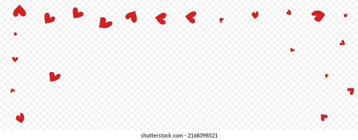 Red Hearts Vector Panoramic Transparent Backgound. Cut Papercut Template. Burgundy Valentine Confetti Texture.