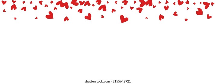 Red Hearts Vector Panoramic White Backgound. Romantic Papercut Concept. Burgundy 3d Heart Illustration.