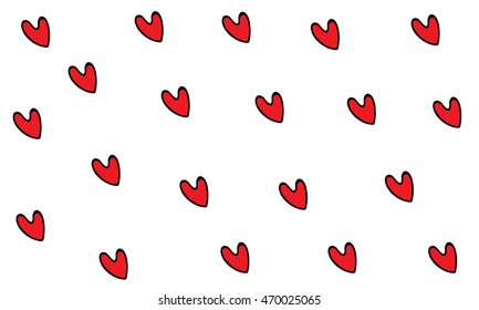 Red Hearts. Vector Pattern.