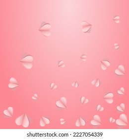 Red Hearts Vector Pink  Backgound. Romance Confetti Pattern. Pink Love Heart Concept.