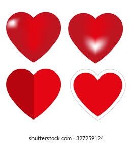 red hearts - vector set