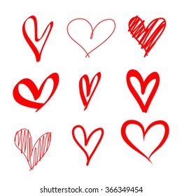 Red Hearts vector set for Valentine's day
