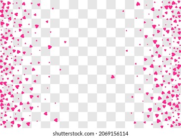 Red Hearts Vector Transparent Backgound. Paper Confetti Card. Maroon Color Happy Heart Border.