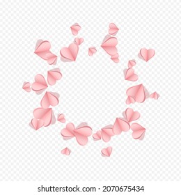 Red Hearts Vector Transparent Backgound. Birthday Confetti Banner. Burgundy Paper Papercut Pattern.