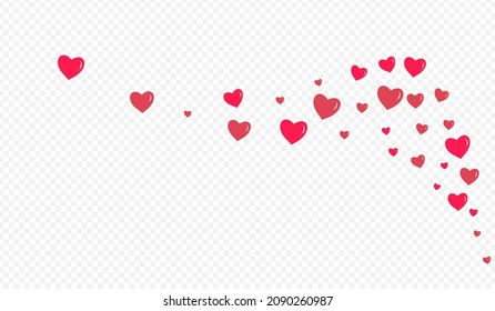 Red Hearts Vector Transparent Backgound. Cut Heart Border. Maroon Color Paper Confetti Design.