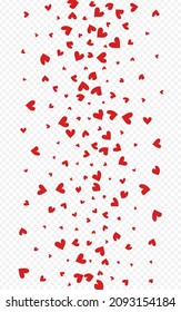 Red Hearts Vector Transparent Backgound. Decoration Heart Illustration. Burgundy Love Papercut Postcard.