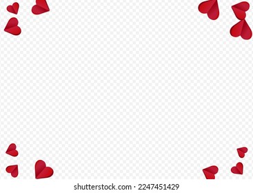 Red Hearts Vector Transparent Backgound. Romantic Papercut Postcard. Maroon Color Birthday Heart Wallpaper.