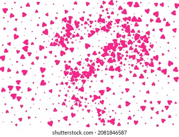 Red Hearts Vector White Backgound. Happy Confetti Illustration. Pink Romantic Papercut Texture.