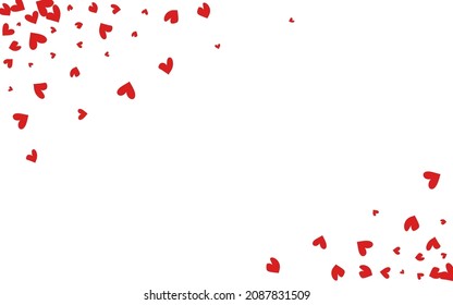 Red Hearts Vector White Backgound. Wedding Papercut Poster. Burgundy Falling Confetti Frame.
