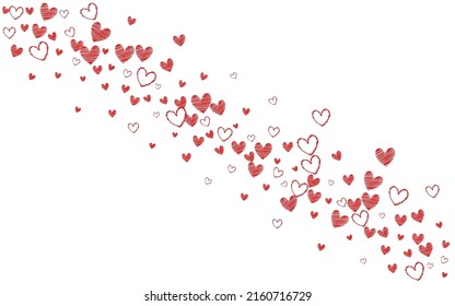Red Hearts Vector White Backgound. 3d Confetti Border. Maroon Color Birthday Papercut Wallpaper.
