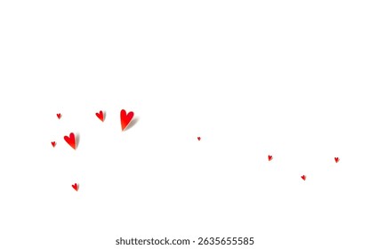 Red Hearts Vector White Backgound. Romantic Heart Poster. Burgundy Visual Confetti Illustration.