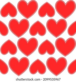 Corazones rojos, vectores vintage sin costura, amor, romántico, tema del día de San Valentín, plantilla para textil, papel pintado, papel envolvente.