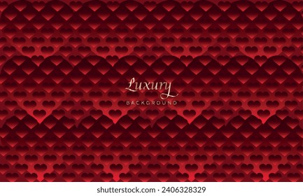 Red hearts, volumetric seamless luxury background. Valentine's Day, Love Day, wedding. Romantic theme. Vector abstract texture with hearts. Stylish design for packaging, fabric, fabric, printing, wedd