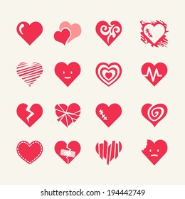 Red hearts - web icons set 