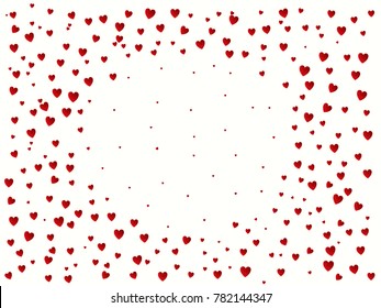 Red hearts whith dots. Valentines  background on white. Vector illustration.