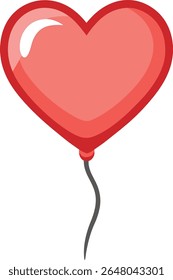 A red heartshaped balloon isolated on white background symbolizes love and celebration