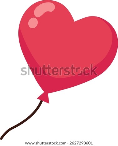 Red heart-shaped balloon with a string, cartoon-style and adorable, ideal for romantic or playful celebration graphics.

