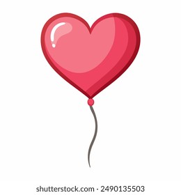 A red heartshaped balloon with a string, symbolizing love