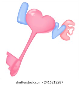 Red heart-shaped key to express love on Valentine's Day