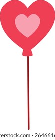  A red heart-shaped lollipop with a stick, perfect for sweet Valentine’s Day treats or romantic-themed illustrations in flat style.