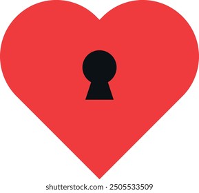 Red heart-shaped padlock icon, symbolizing love, security, and Valentine's Day.
