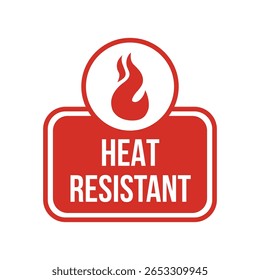 Etiqueta roja del símbolo a prueba de calor con el termómetro y la muestra del fuego