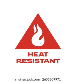 Red Heatproof Symbol Label with Thermometer and Fire Sign