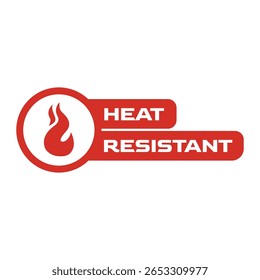 Etiqueta roja del símbolo a prueba de calor con el termómetro y la muestra del fuego