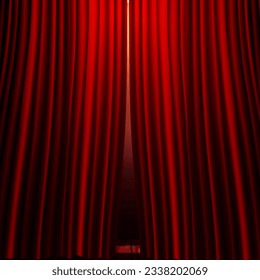 Red heavy curtains scene curtain, red curtains.