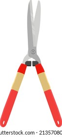 Red Hedge Trimmer, Illustration, Vector On A White Background.