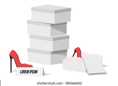 Red heels on Sale with clean boxes Vector Illustration