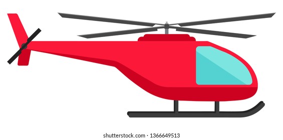 Red helicopter with blue window on white background