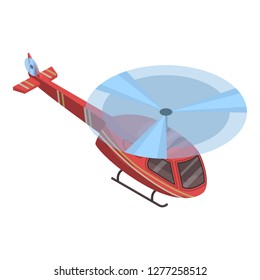 Red helicopter icon. Isometric of red helicopter vector icon for web design isolated on white background