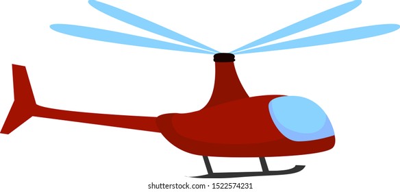 Helicóptero rojo, ilustración, vector sobre fondo blanco.