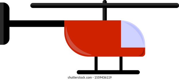 Red helicopter, illustration, vector on white background.