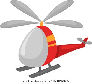 Red helicopter, illustration, vector on white background.